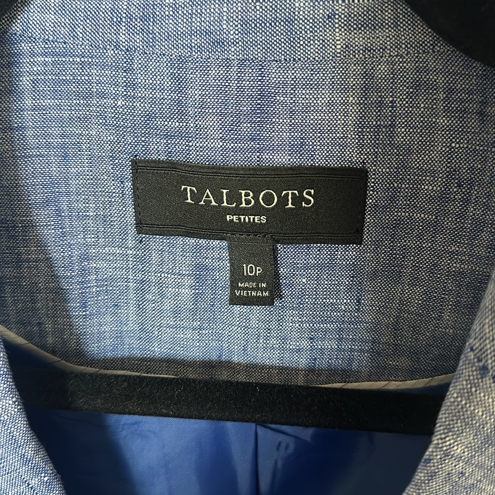NEW Talbots Blue Linen Blazer Size 10P - Picture 4 of 6
